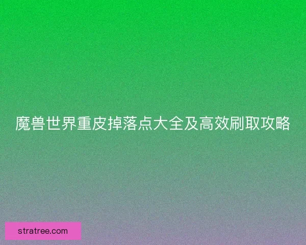 魔兽世界重皮掉落点大全及高效刷取攻略
