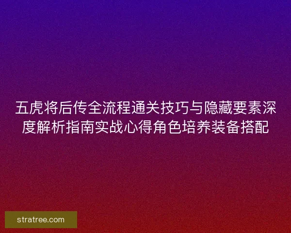五虎将后传全流程通关技巧与隐藏要素深度解析指南实战心得角色培养装备搭配