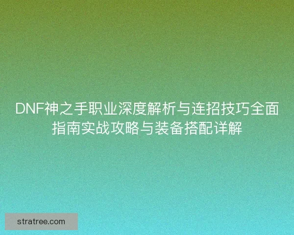 DNF神之手职业深度解析与连招技巧全面指南实战攻略与装备搭配详解