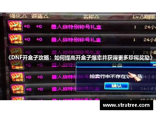 《DNF开盒子攻略：如何提高开盒子爆率并获得更多珍稀奖励》